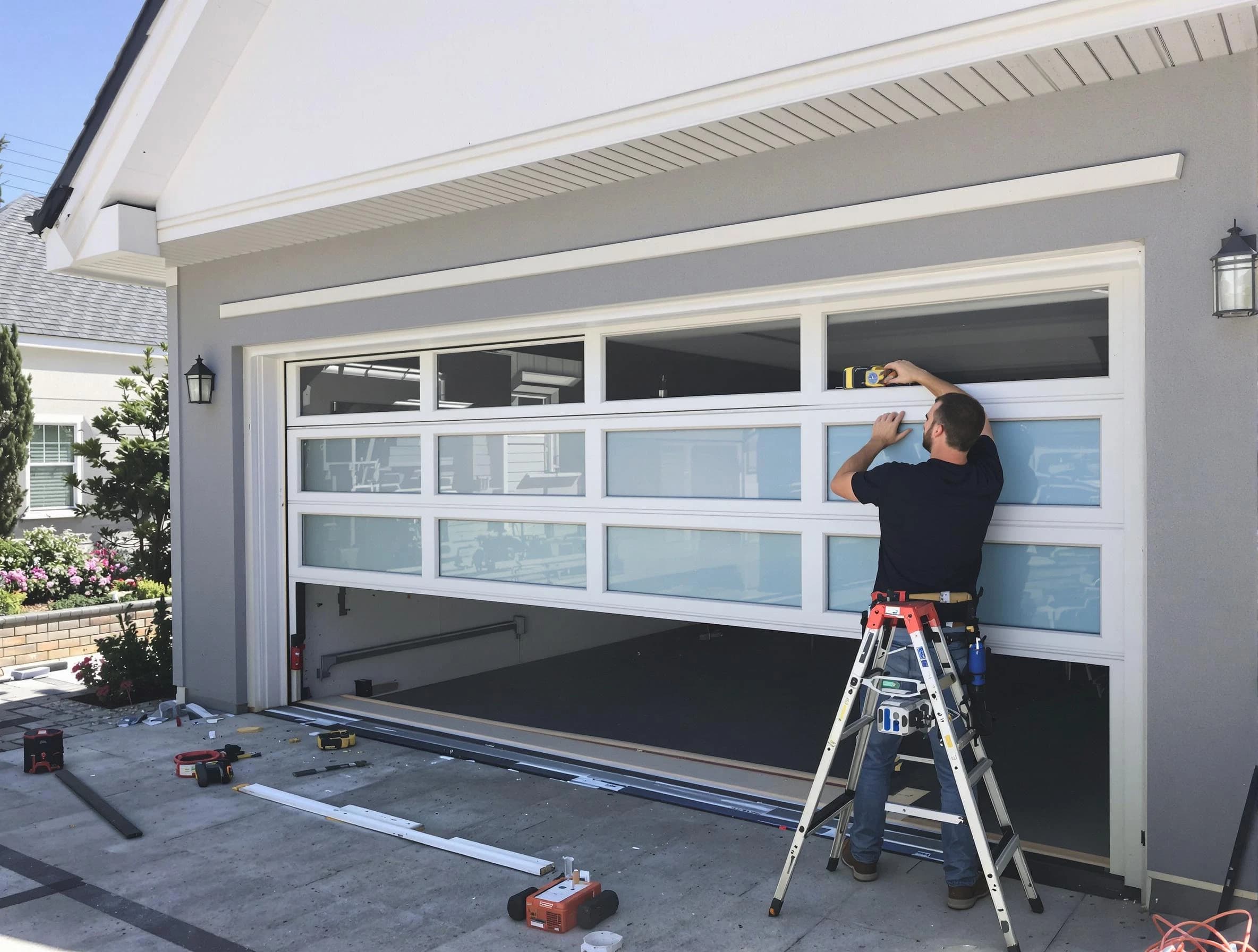 Lake View Garage Door Repair team performing garage door replacement in Lake View
