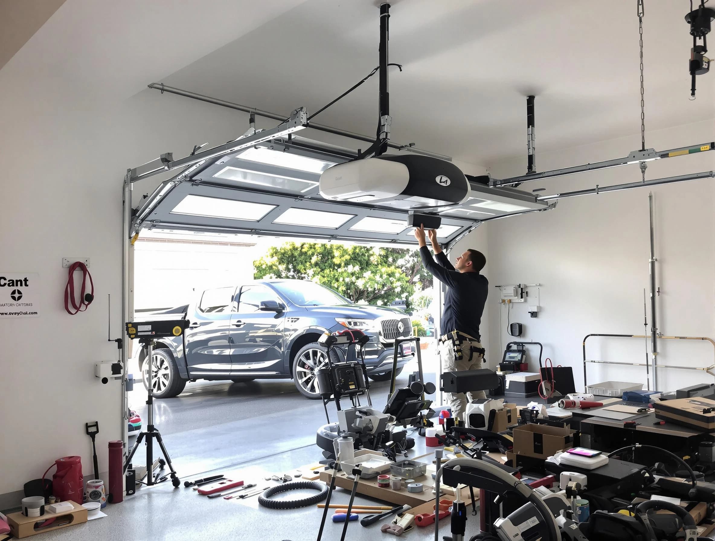 Lake View Garage Door Repair specialist installing smart garage door opener system in Lake View home