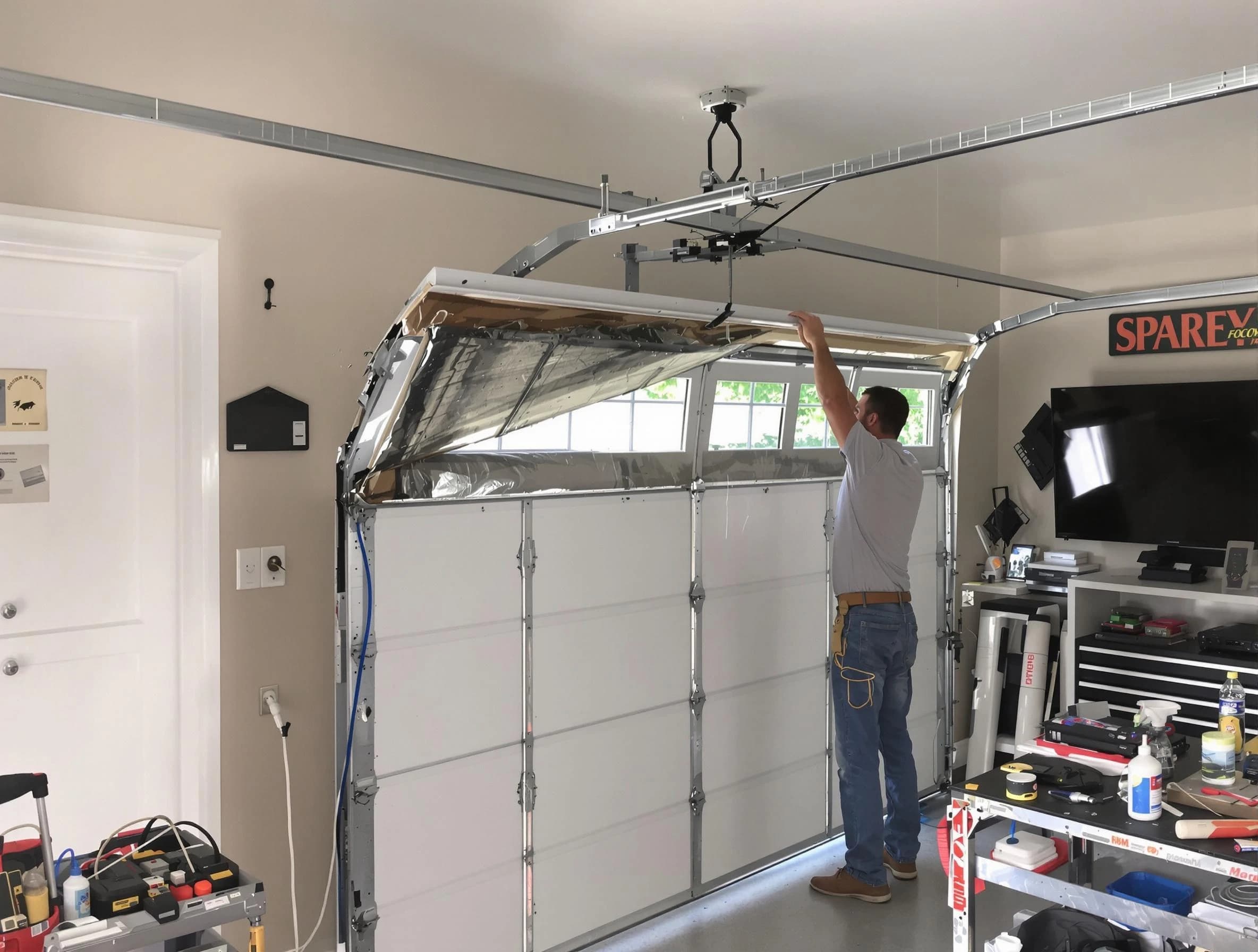 Garage door section replacement by Lake View Garage Door Repair in Lake View
