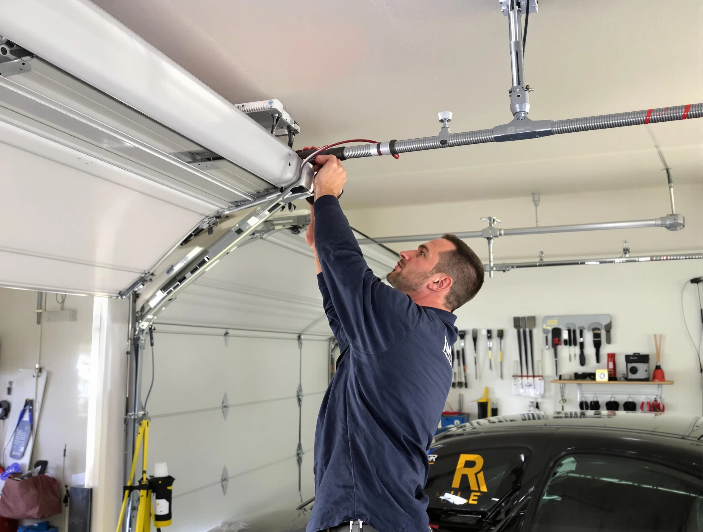 Lake View Garage Door Repair technician performing garage door cable repair in Lake View