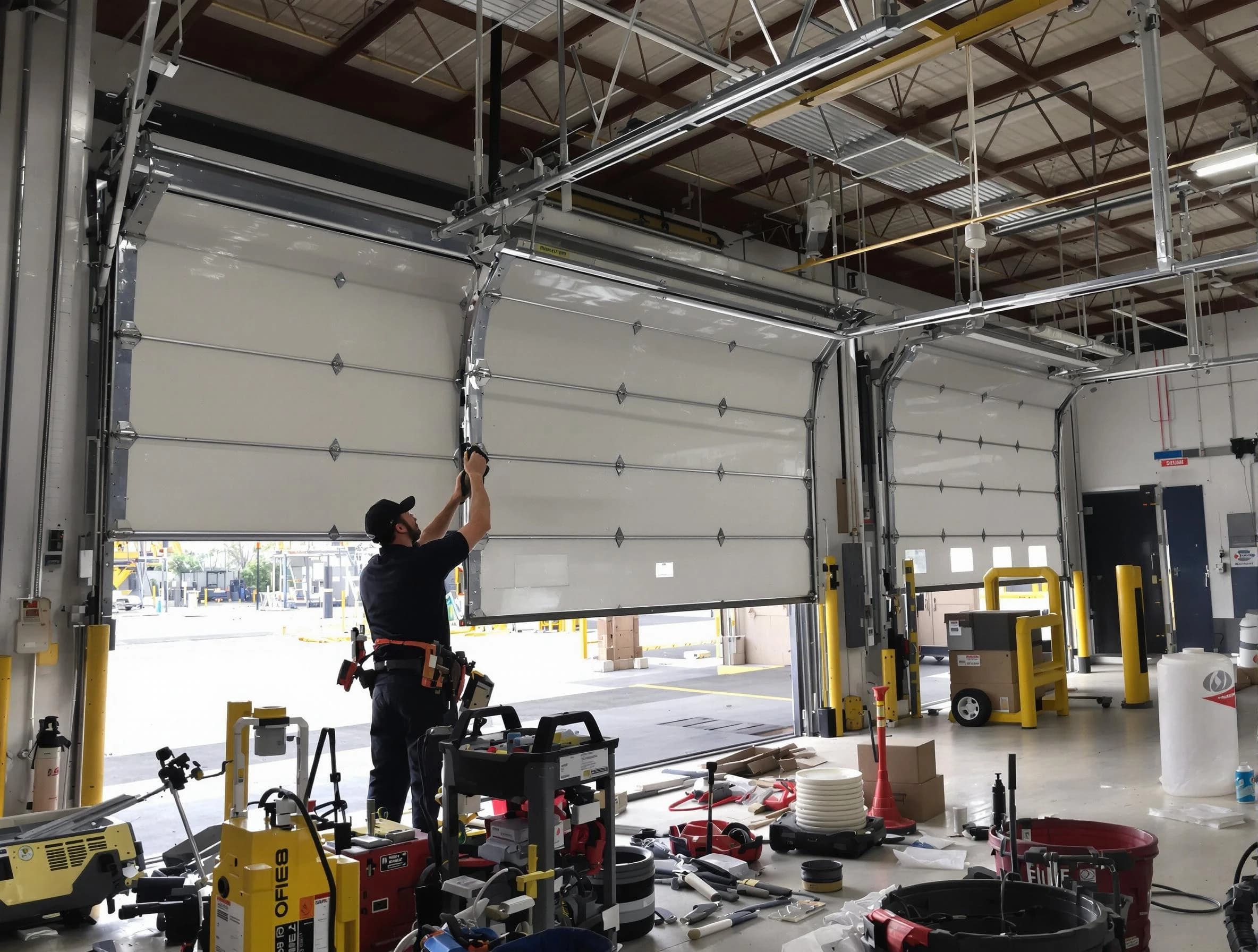 Lake View Garage Door Repair technician performing commercial garage door repair in Lake View