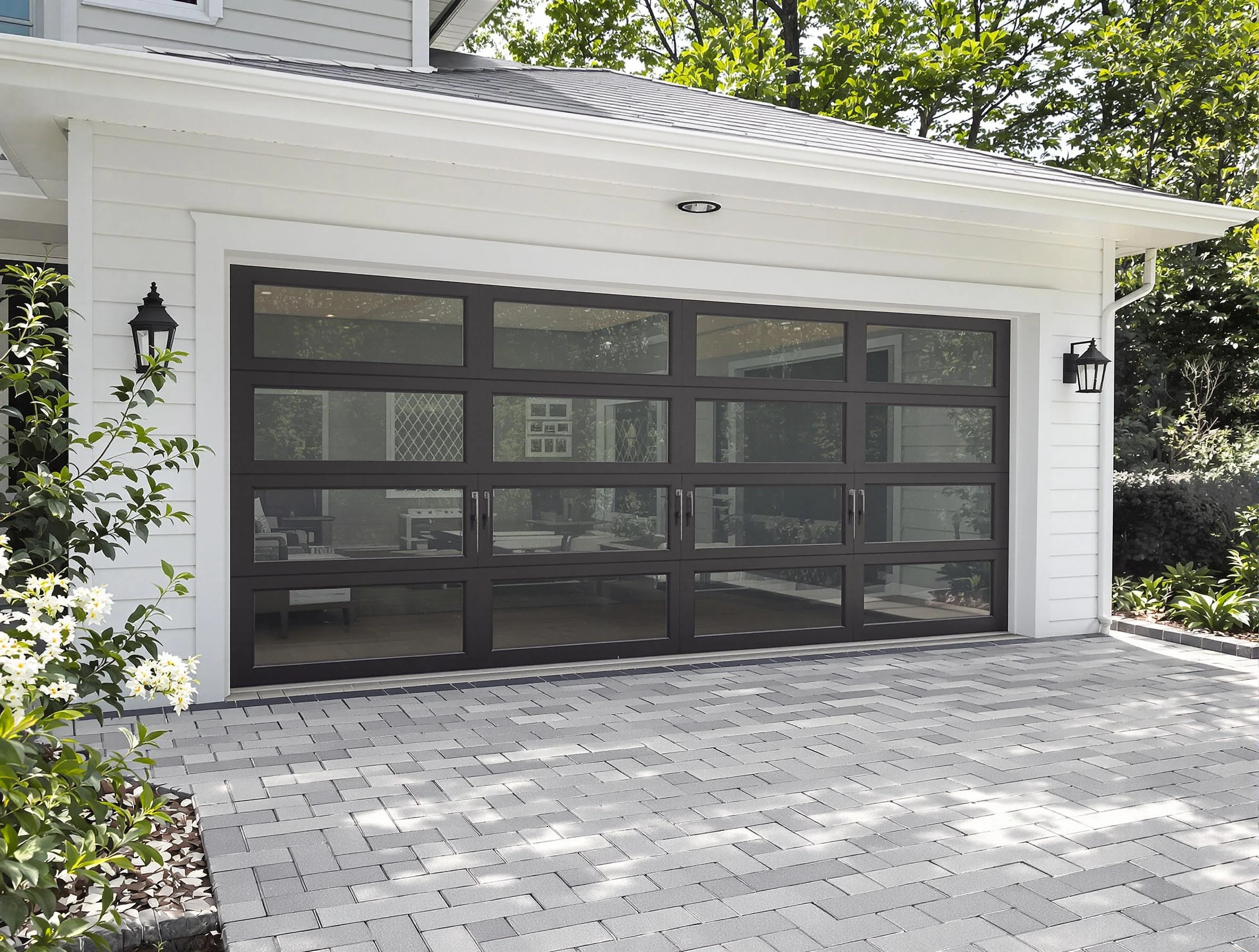 Lake View Garage Door Repair design specialist presenting custom garage door options to Lake View homeowner